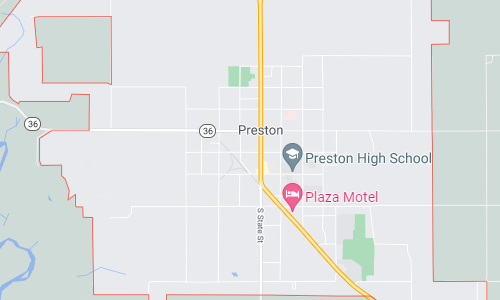 Preston, Idaho town map