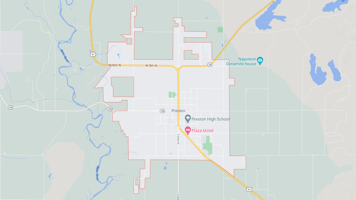 Preston, Idaho town map